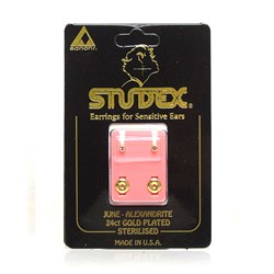 Birthstone Studs - Mini Bezel Gold - June Alexandrite